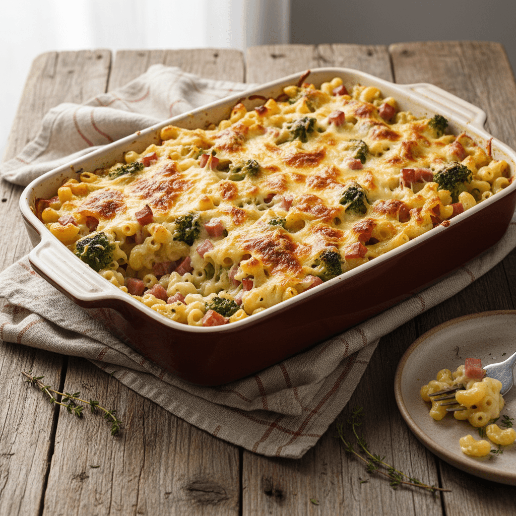 Gratin de Coquillettes, Jambon et Brocoli