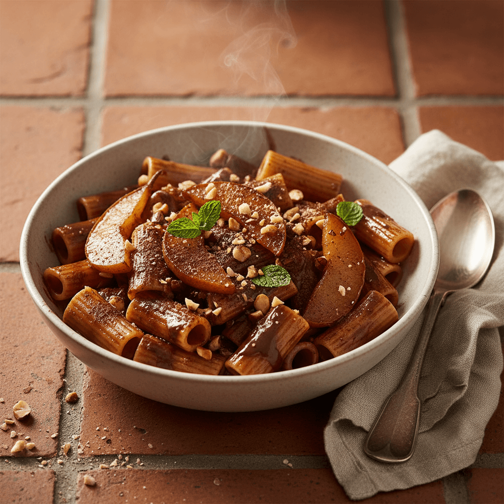 Pâtes au Chocolat et Poire (Dessert Italien)