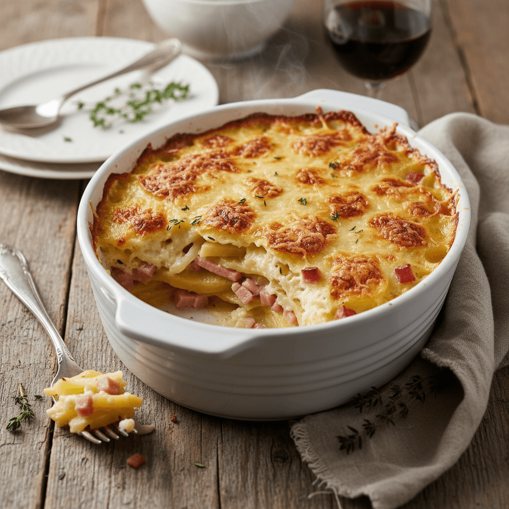 Kartoffel-Schinken-Gratin mit Gruyère