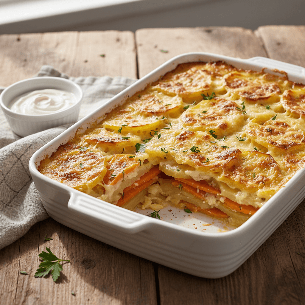 Kartoffel- und Möhrengratin
