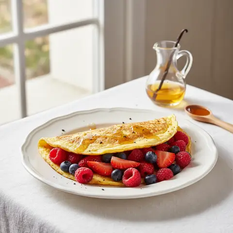 Omelette aux Fruits Rouges et Miel