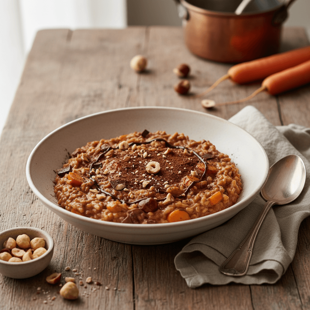 Risotto Chocolaté aux Carottes et Noisettes
