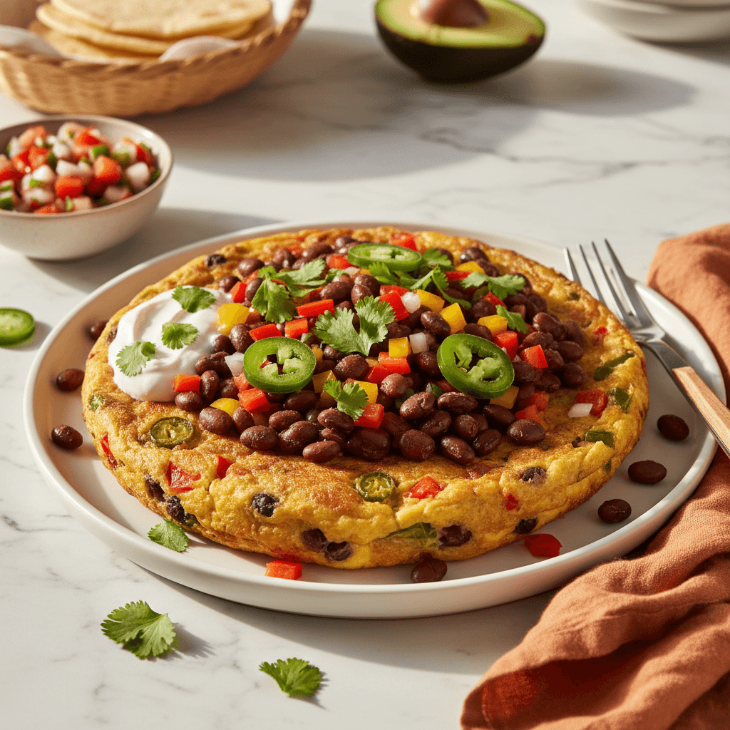 Frittata mexicaine aux haricots noirs et jalapeños