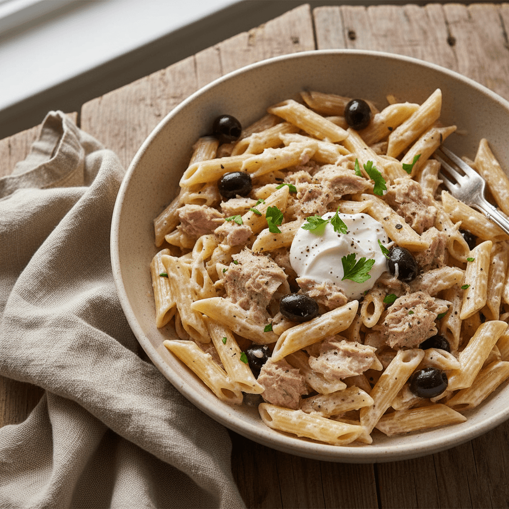 Penne mit Sahne und Thunfisch
