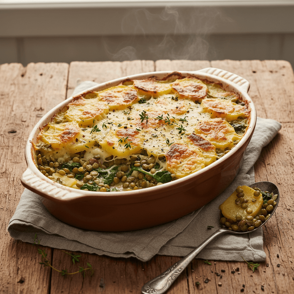 Gratin of Potatoes and Lentils
