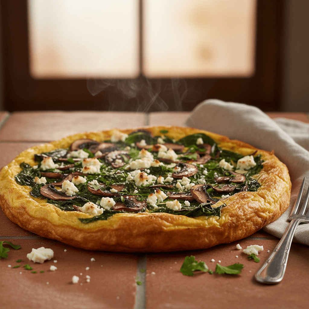 Frittata aux épinards, feta et champignons
