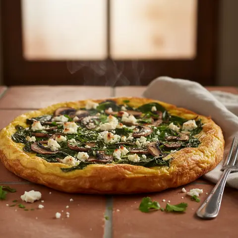 Frittata aux épinards, feta et champignons