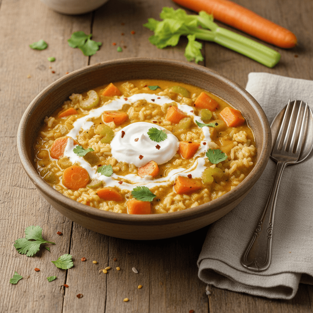 Curry de Riz aux Légumes et Crème Fraîche
