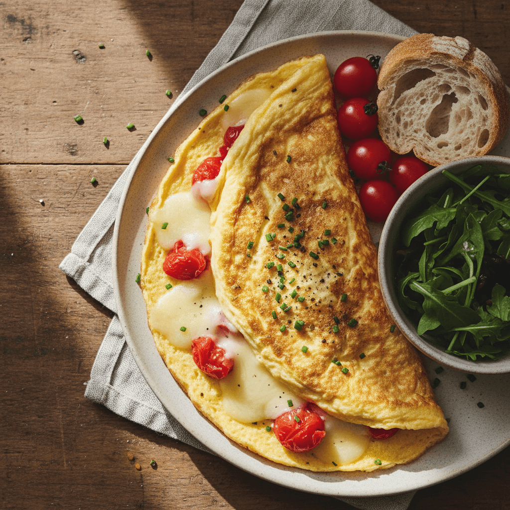 Omelett mit Käse und Tomate