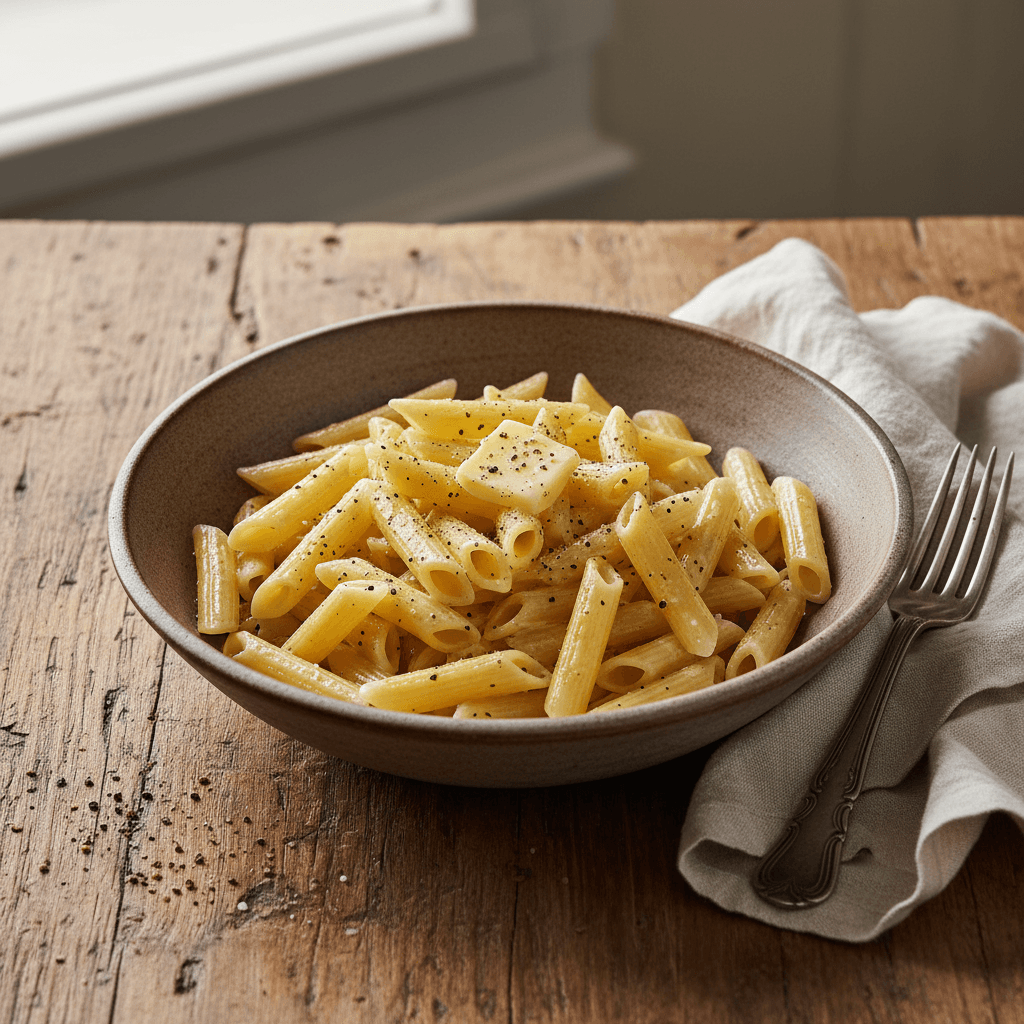 Penne au beurre et poivre