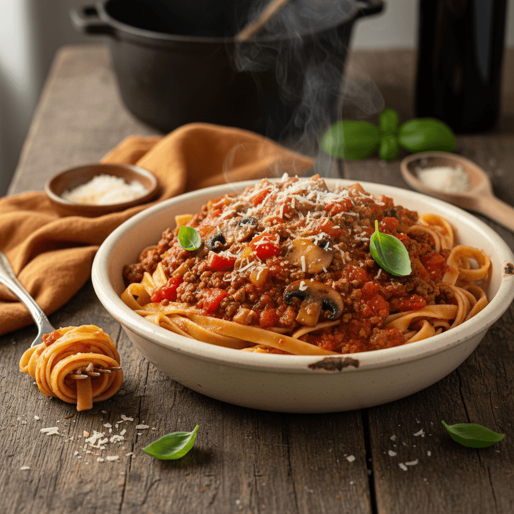 Hausgemachte Bolognese-Pasta