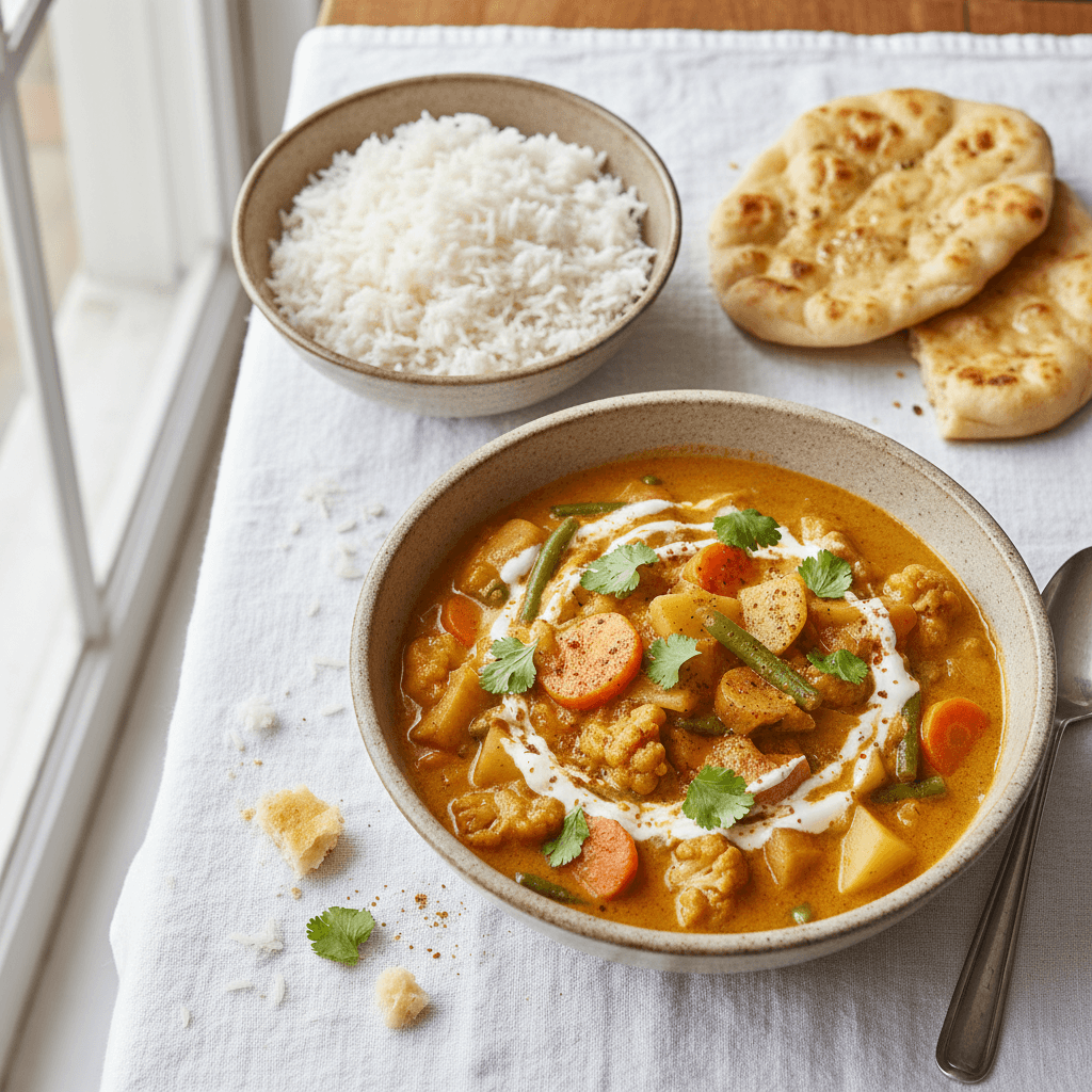 Curry de Légumes et Pommes à la Crème