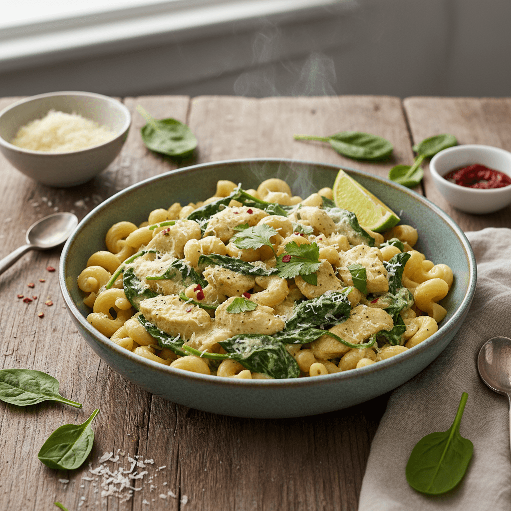 Pâtes aux Épinards et Curry de Coco