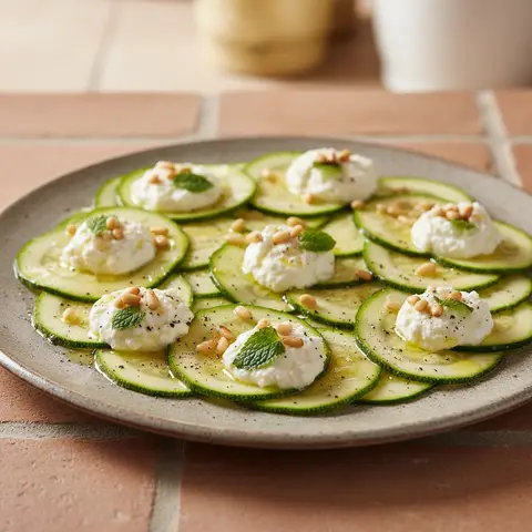 Carpaccio de courgettes à la ricotta et menthe
