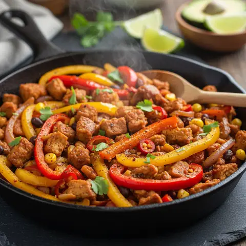 Poêlée mexicaine de tempeh aux poivrons et piment