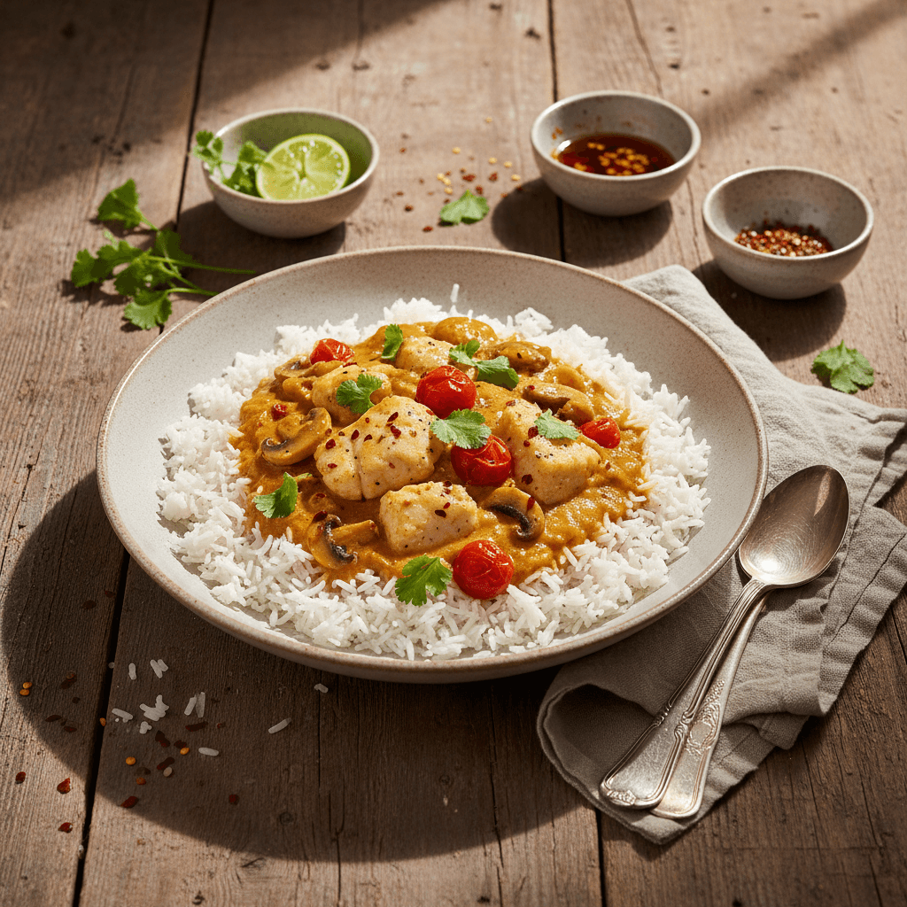 Curry de Poisson aux Champignons et Tomates