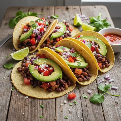 Tacos Végétariens aux Haricots et Avocat