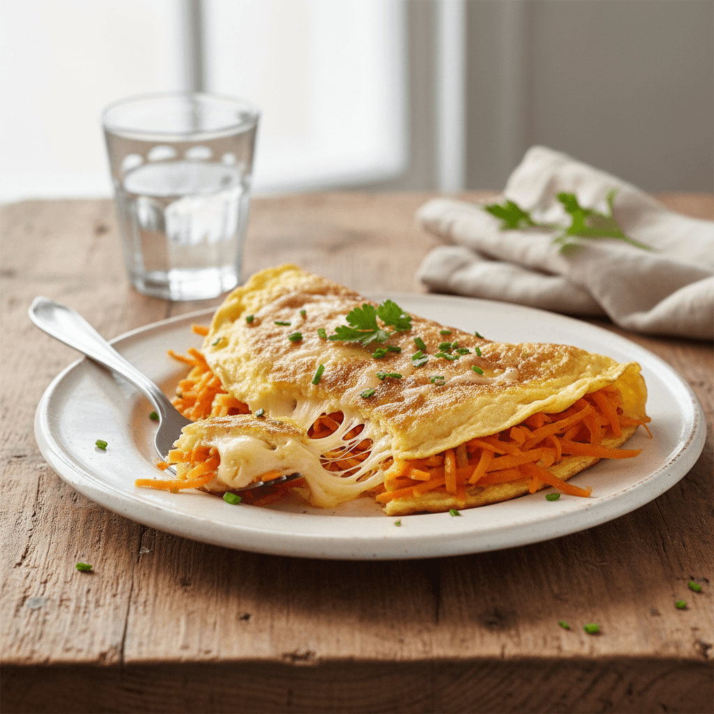 Omelette mit Karotten und Käse