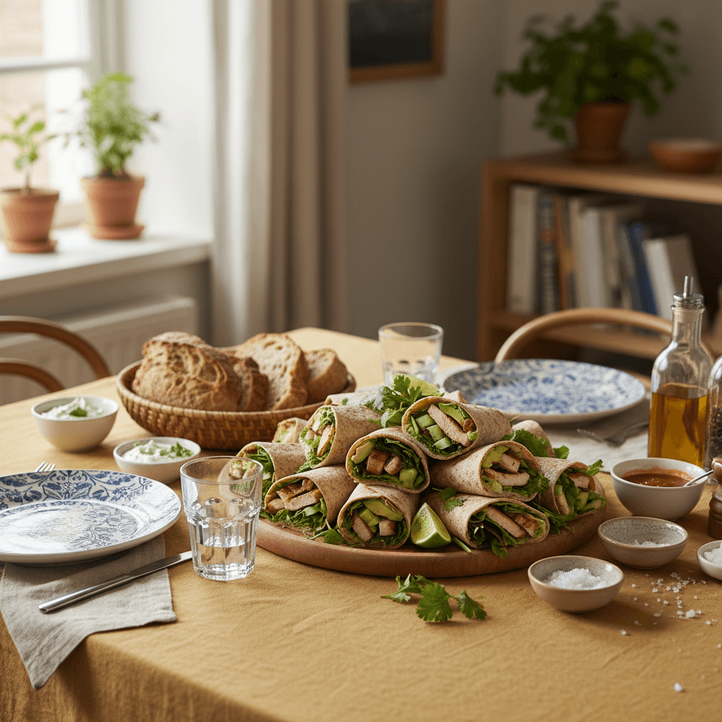 Wraps santé au poulet, avocat et salade