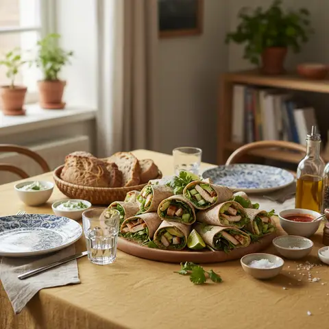 Wraps santé au poulet, avocat et salade