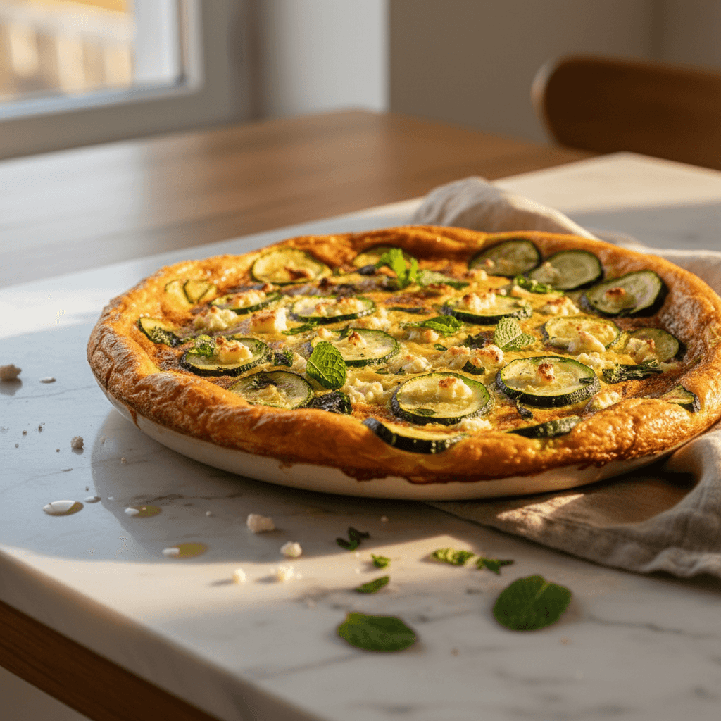 Frittata aux courgettes, feta et menthe