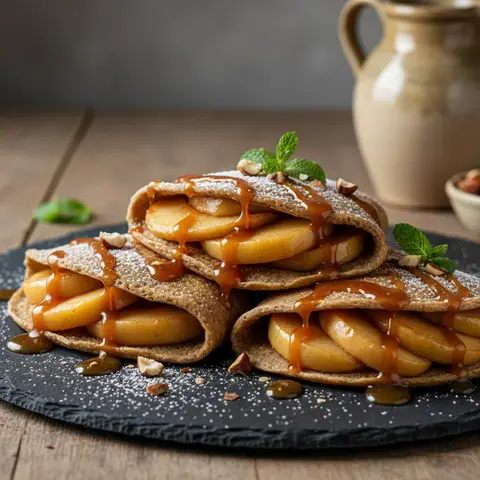 Crêpes Bretonnes Sucrées aux Pommes et Caramel