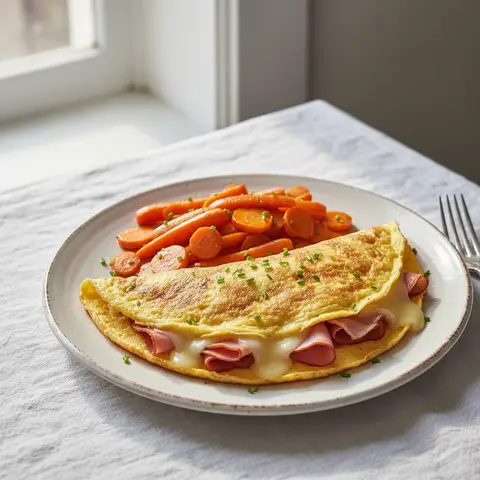 Omelette jambon-fromage et carotte
