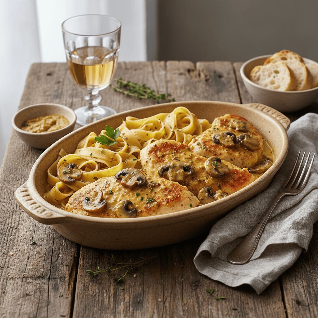 Poulet aux Champignons et Moutarde