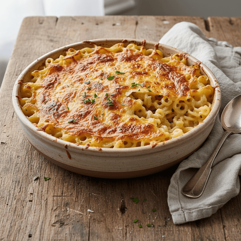 Gratinierte Muschelnudeln mit Käse