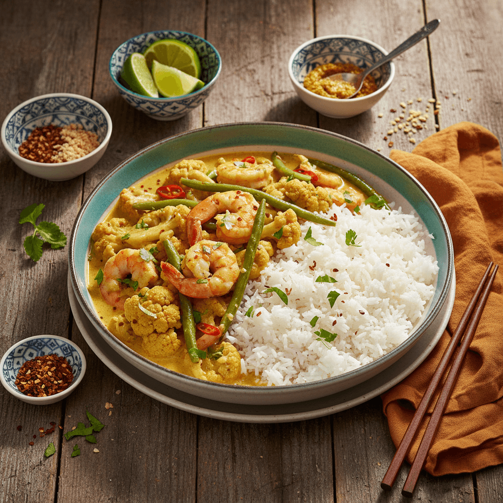 Curry Thaï Chou-fleur & Crevettes au Lait de Coco