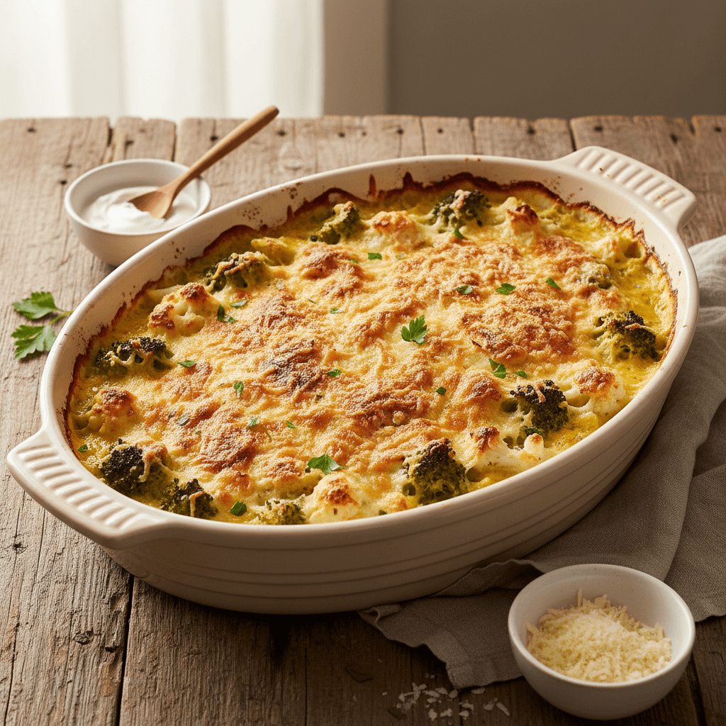 Cauliflower and Broccoli Gratin