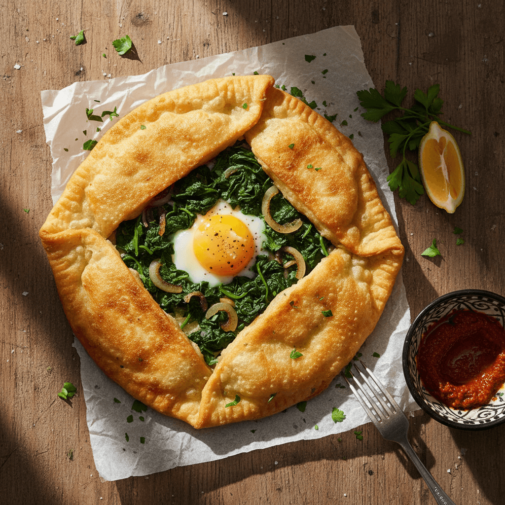 Brik à l'Œuf et aux Épinards