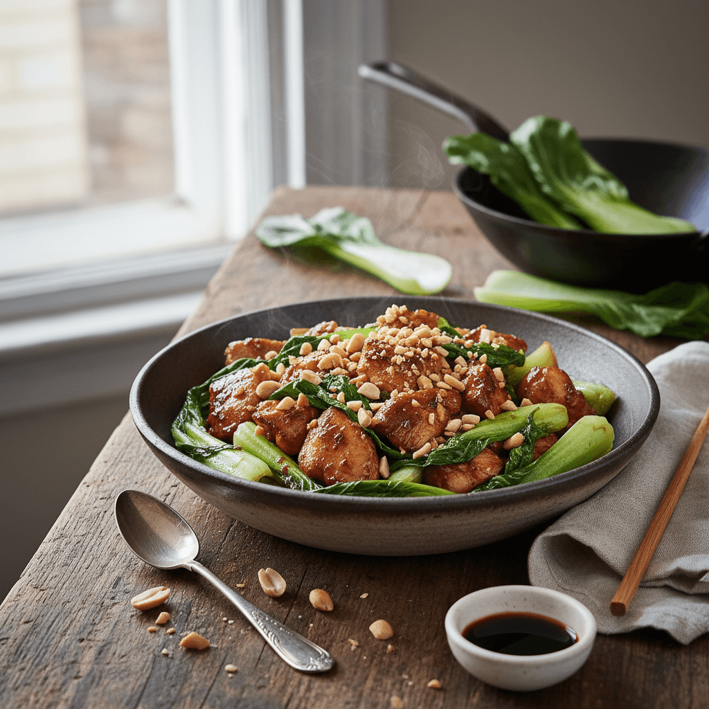 Stir-Fried Turkey with Bok Choy and Peanuts