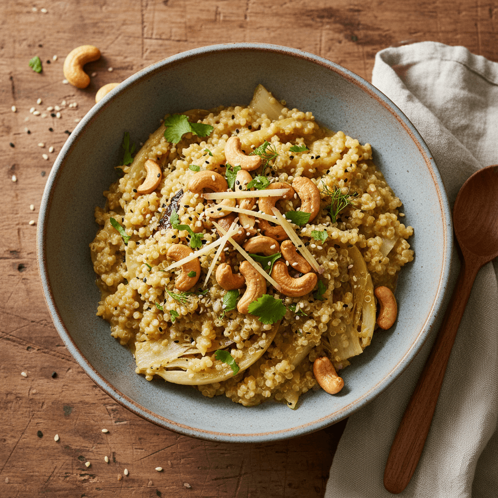 Risotto Asiatique Quinoa-Fenouil aux Noix de Cajou et Gingembre