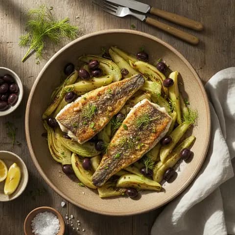 Poêlée de dorade aux fenouils et olives