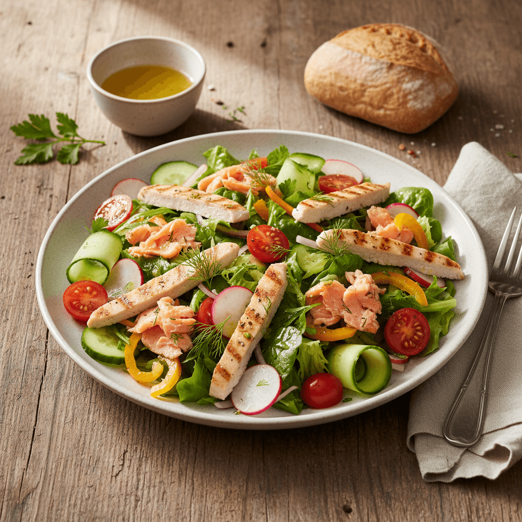 Salade Composée Poulet et Légumes Crus