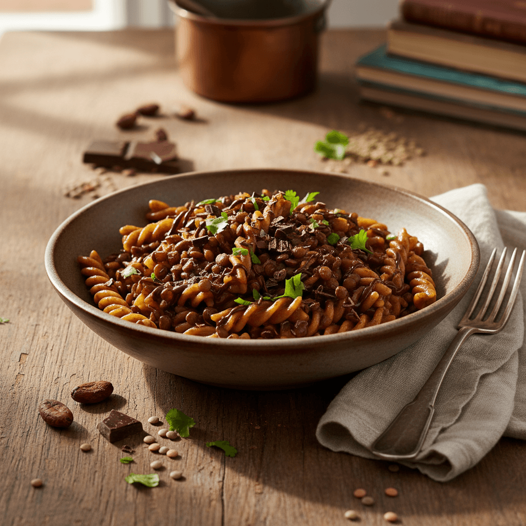 Pasta mit Linsen und Schokolade (Raffiniert)