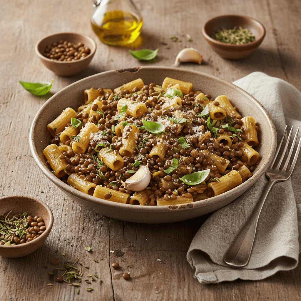 Pasta mit Linsen auf italienische Art