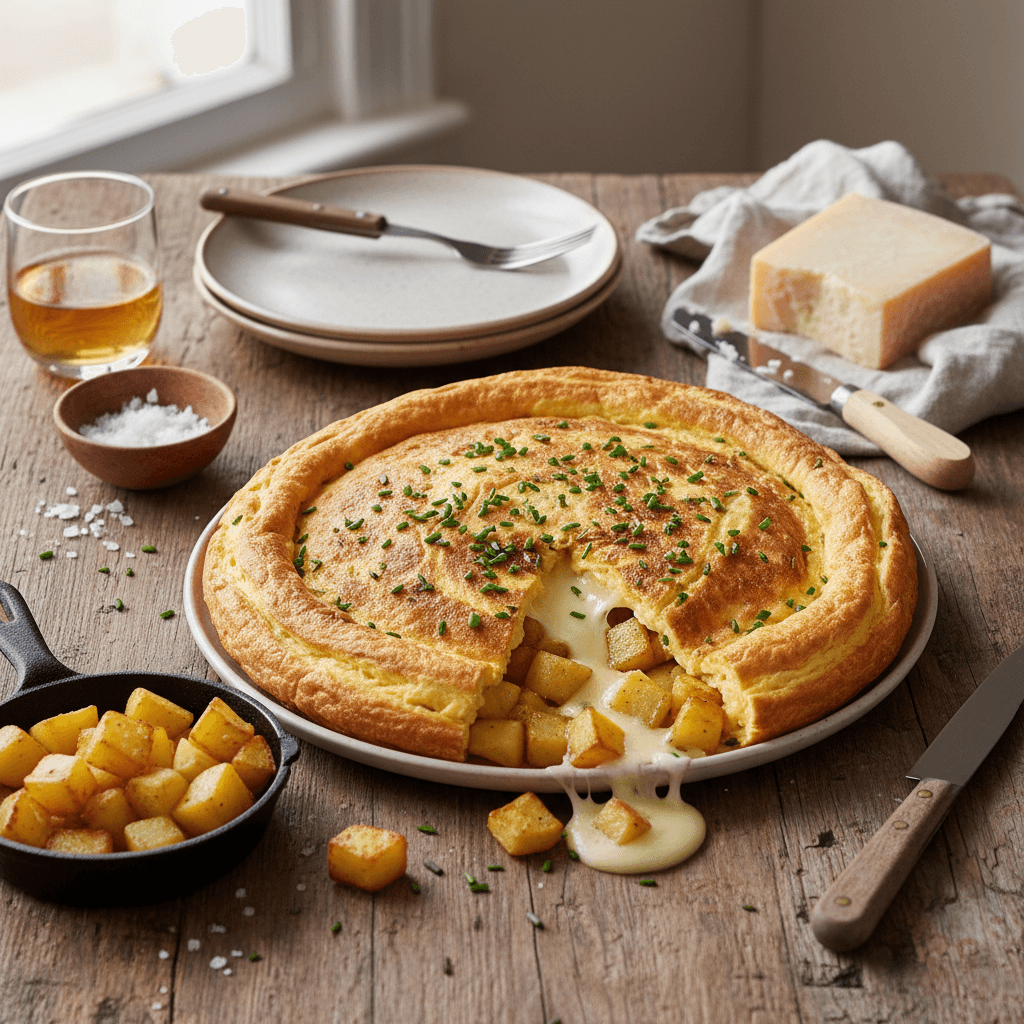Omelette mit Kartoffeln und Gruyère