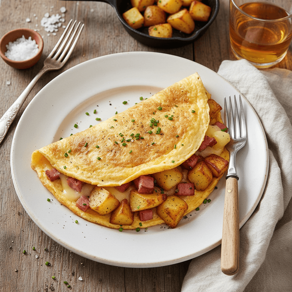 Omelette mit Schinken und Kartoffeln