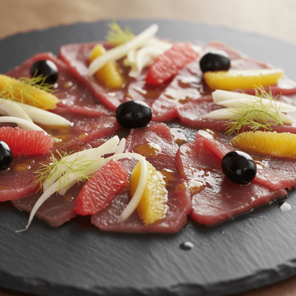 Carpaccio de thon aux agrumes et fenouil