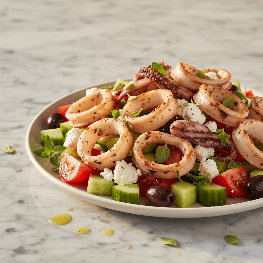 Salade grecque aux calamars grillés