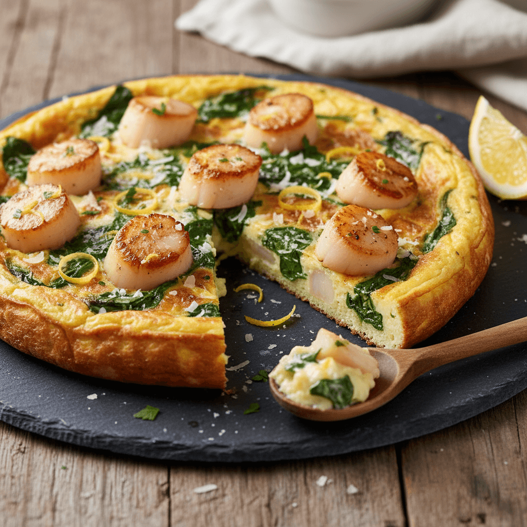 Frittata aux Saint-Jacques et épinards