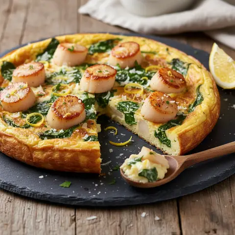 Frittata aux Saint-Jacques et épinards