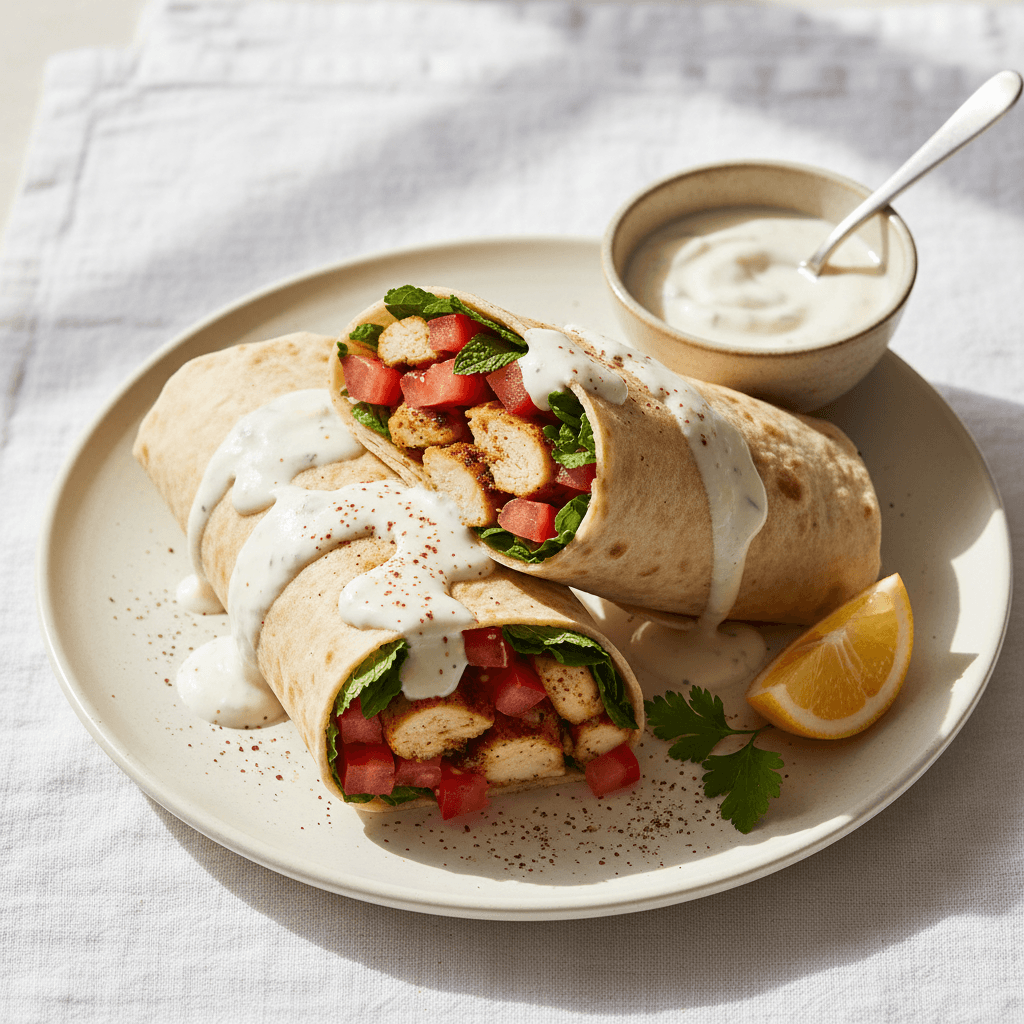 Wrap poulet za'atar & tomate au yaourt citron