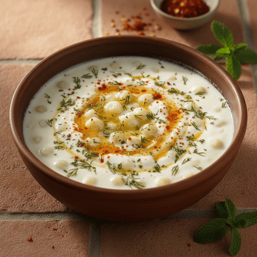 Soupe turque au yaourt et aux herbes