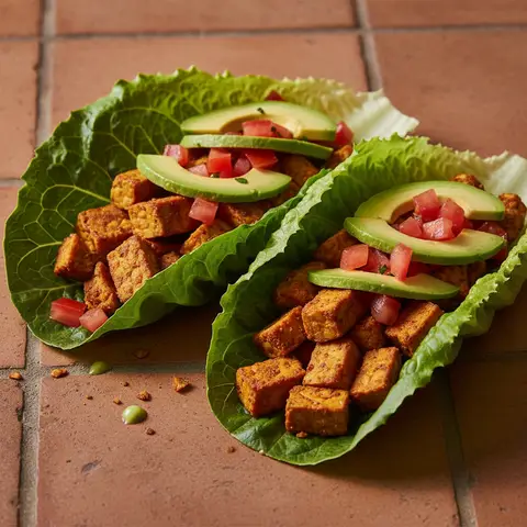 Wrap de laitue au tempeh mariné et avocat