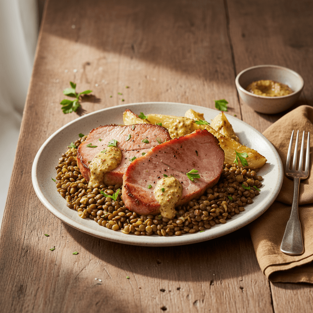 Ham with Lentils and Braised Fennel