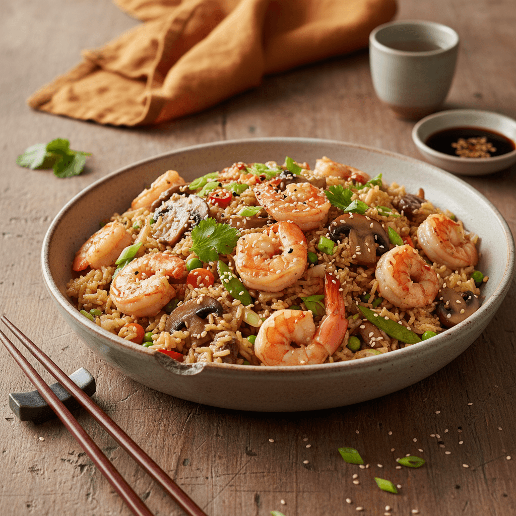 Shrimp and Mushroom Fried Rice