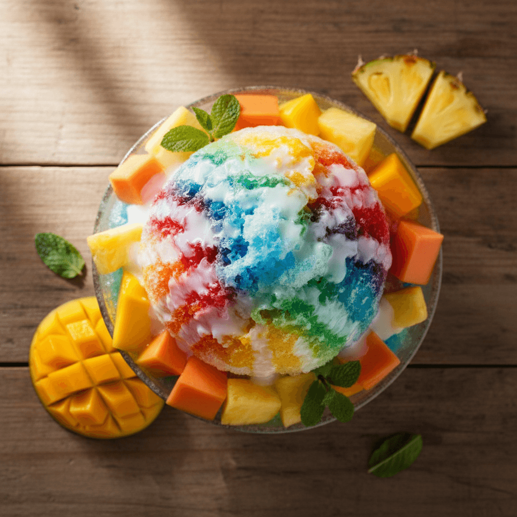 Shave Ice Hawaïen avec Fruits Tropicaux